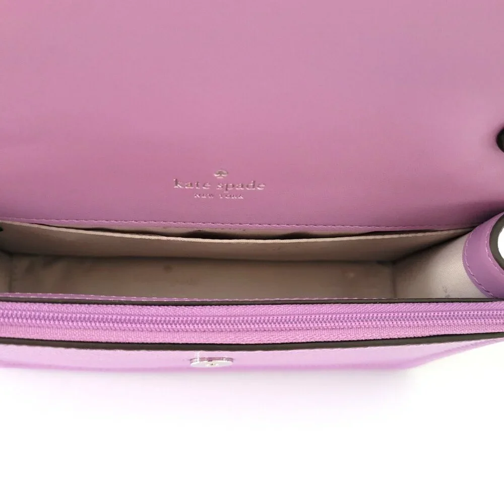 Kate Spade KM611 Knot Pebbled Leather Mini Flap Crossbody Handbag Wisteria - Picture 8 of 8